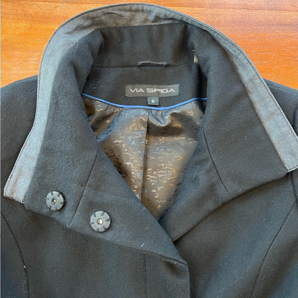 Via Spiga Black Belted Coat - Picture 8 of 13